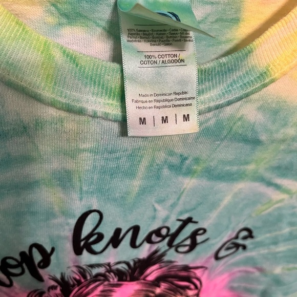 Top knots & espresso shots tye dye shirt hand crafted MEDIUM - Picture 4 of 4